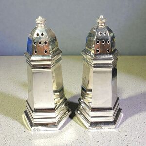 Godinger Silver Japan 5 5/8” Octagonal Salt & Pepper Shakers w/ Original Sticker